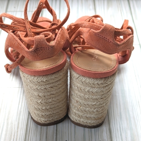Gibson Latimer Leather and Rope Espadrille Strappy Heels in Coral Size 9 - Picture 7 of 10